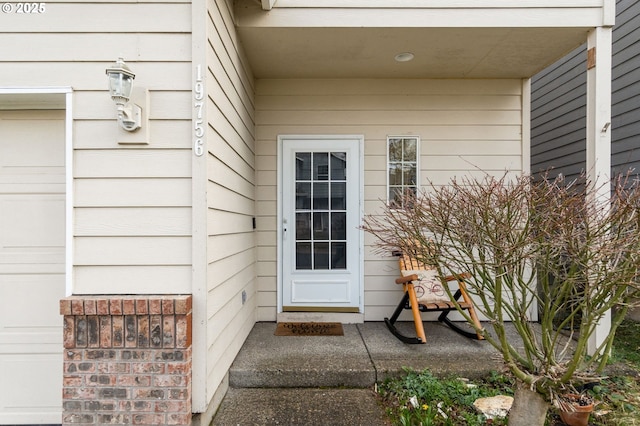 entrance to property with a garage