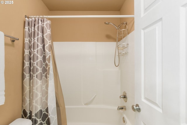 full bathroom featuring shower / bath combination with curtain