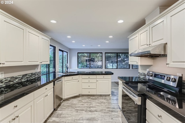 kitchen with sink, stainless steel appliances, and white cabinets