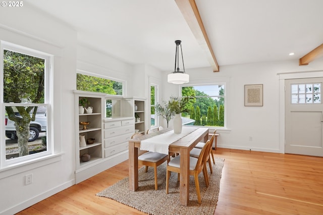 152 S Palatine Hill Rd, Portland, OR 97219 - dining room with beam ceiling, healthy amount of natural light, light wood-type flooring, and recessed lighting