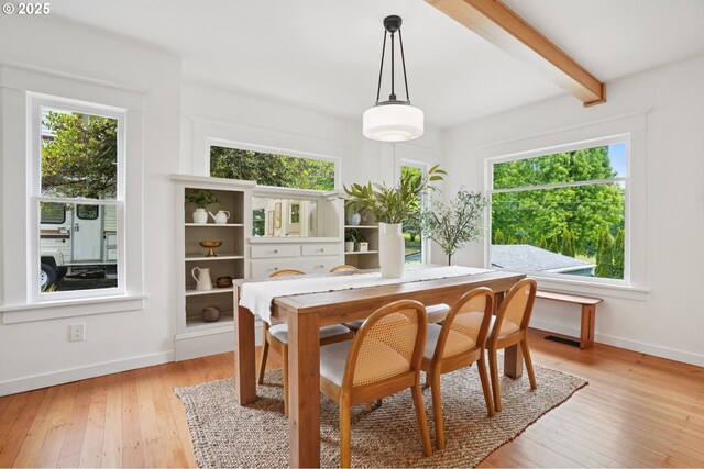 152 S Palatine Hill Rd, Portland, OR 97219 - dining area with healthy amount of natural light, light wood-type flooring, and beam ceiling