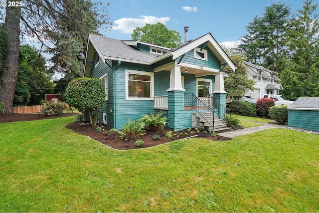 152 S Palatine Hill Rd, Portland, OR 97219 - view of front of house with a porch, a front yard, and roof with shingles