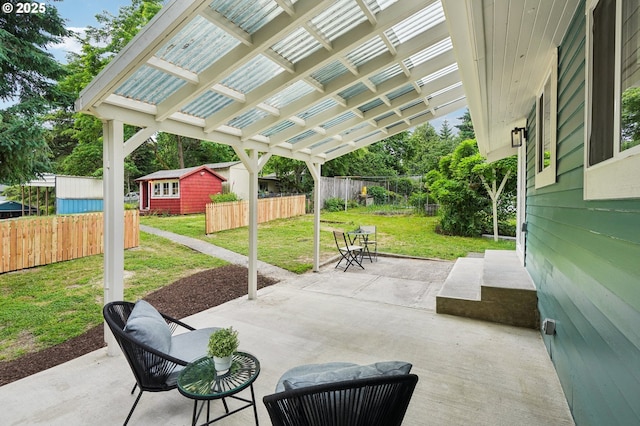 152 S Palatine Hill Rd, Portland, OR 97219 - fenced backyard with an outbuilding and a patio area