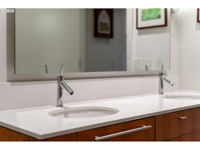 bathroom with double vanity and a sink