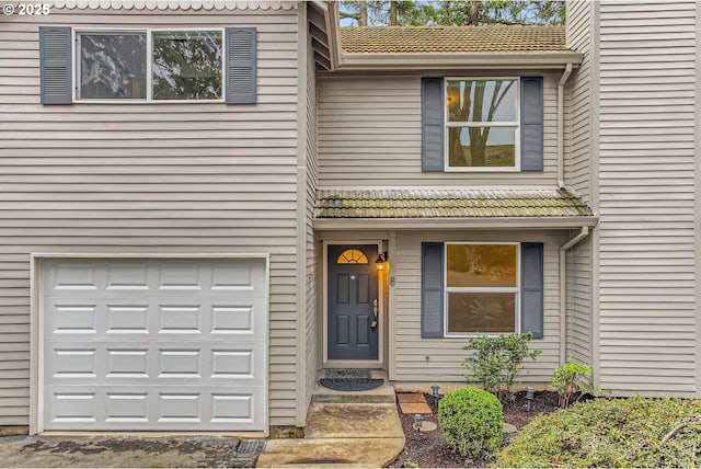 entrance to property with a garage