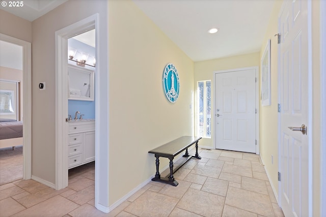 foyer entrance with sink