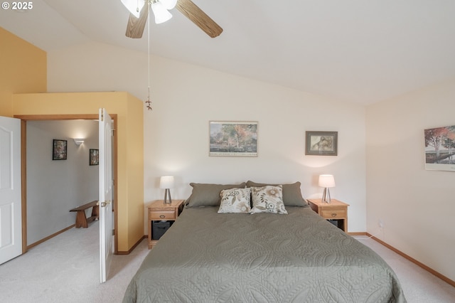 7874 Jani Ct NE, Keizer, OR 97303 - bedroom featuring lofted ceiling, light colored carpet, baseboards, and a ceiling fan