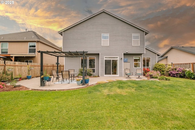 7874 Jani Ct NE, Keizer, OR 97303 - back of house at dusk featuring a pergola and a patio area