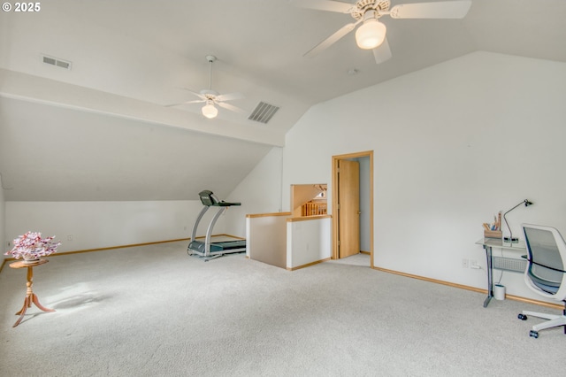 5200 NW 168th Pl, Portland, OR 97229 - unfurnished office featuring a ceiling fan, vaulted ceiling, carpet floors, and baseboards
