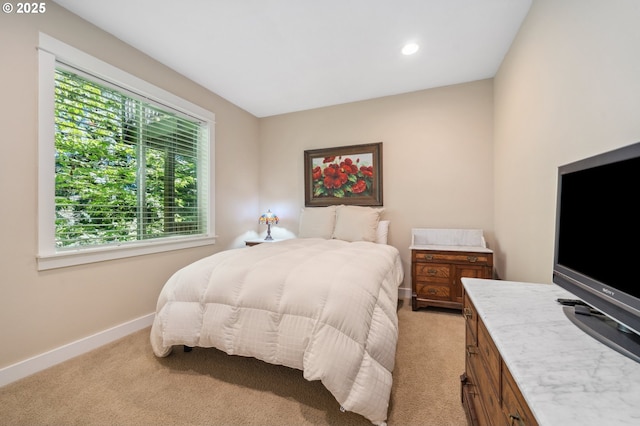 7540 SW Becky Ct, Beaverton, OR 97007 - bedroom featuring light colored carpet, baseboards, and recessed lighting