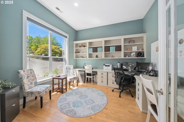 7540 SW Becky Ct, Beaverton, OR 97007 - office area featuring light wood-type flooring and built in desk