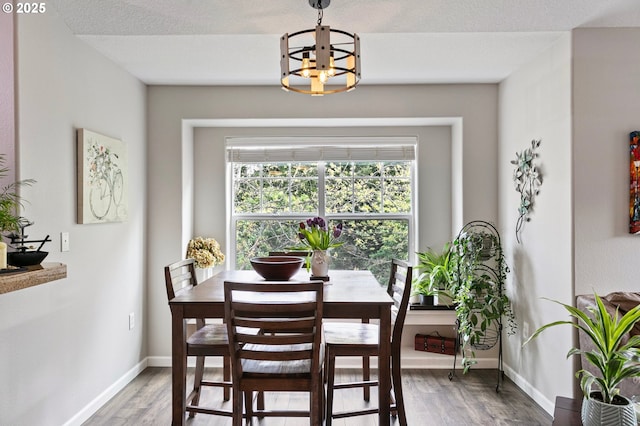 30366 SW Ruth St Unit 70, Wilsonville, OR 97070 - dining room with baseboards, wood finished floors, and a notable chandelier