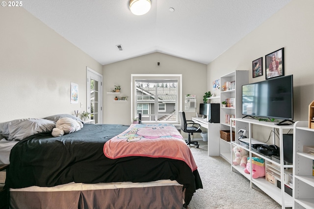 30366 SW Ruth St Unit 70, Wilsonville, OR 97070 - bedroom featuring visible vents, carpet, and lofted ceiling