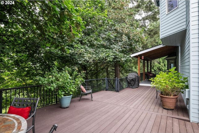 deck featuring grilling area