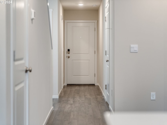 hallway featuring light wood-type flooring