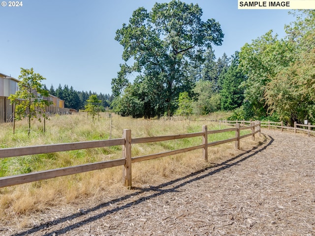 view of yard with a rural view