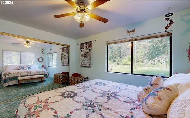 84932 Straw Springs Ln, Milton-Freewater, OR 97862 - bedroom featuring a closet, a ceiling fan, and carpet