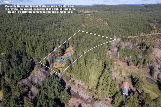 16637 Keasey Rd, Vernonia, OR 97064 - aerial overview of property's location with a heavily wooded area and property parcel outlined