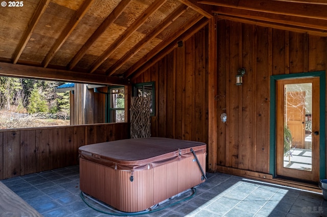16637 Keasey Rd, Vernonia, OR 97064 - misc room with vaulted ceiling and wood walls