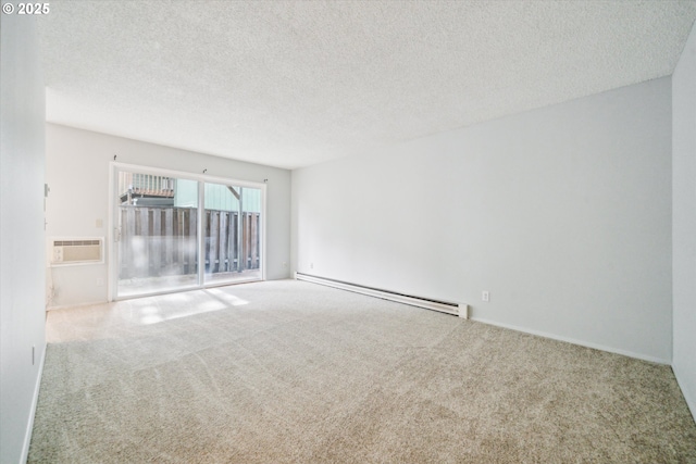 13155 SW Allen Blvd, Beaverton, OR 97005 - carpeted spare room featuring a baseboard radiator, a wall mounted air conditioner, and a textured ceiling