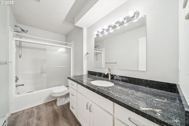 13155 SW Allen Blvd, Beaverton, OR 97005 - bathroom featuring vanity, wood finished floors, toilet, and shower / bath combination