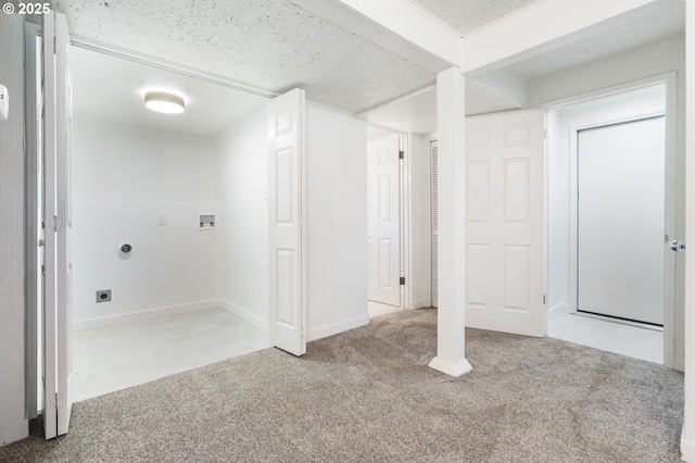 below grade area with carpet flooring and baseboards