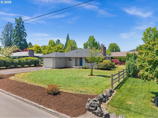 1637 Camino Dr, Forest Grove, OR 97116 - single story home with driveway, an attached garage, and a chimney