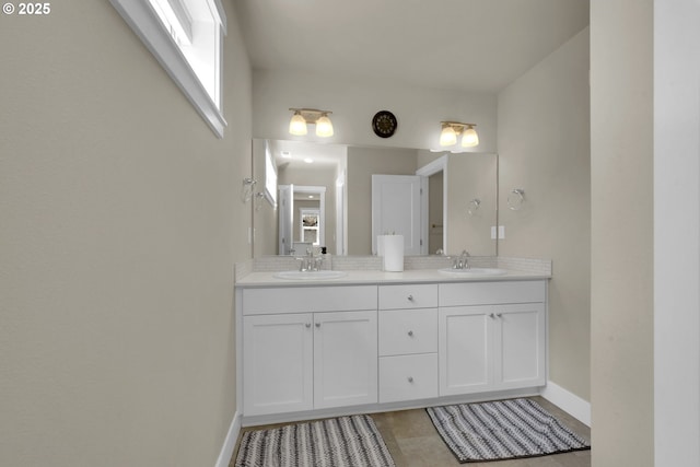 3783 Rockcress Rd, Eugene, OR 97403 - bathroom featuring baseboards, double vanity, and tile patterned flooring