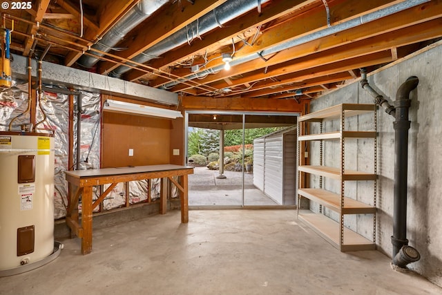 basement featuring water heater