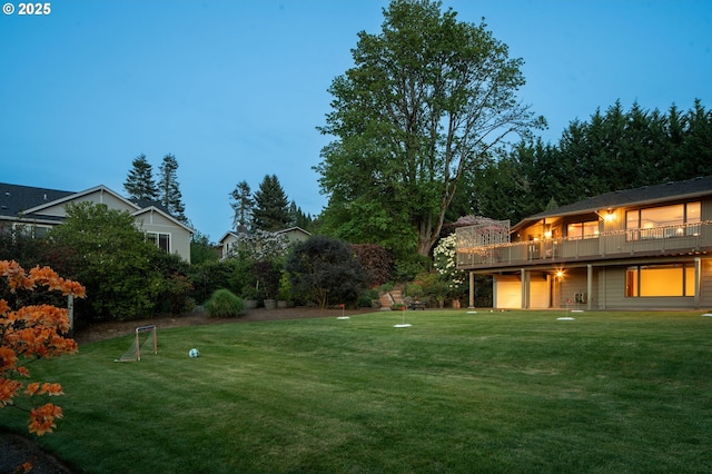 view of yard featuring a deck
