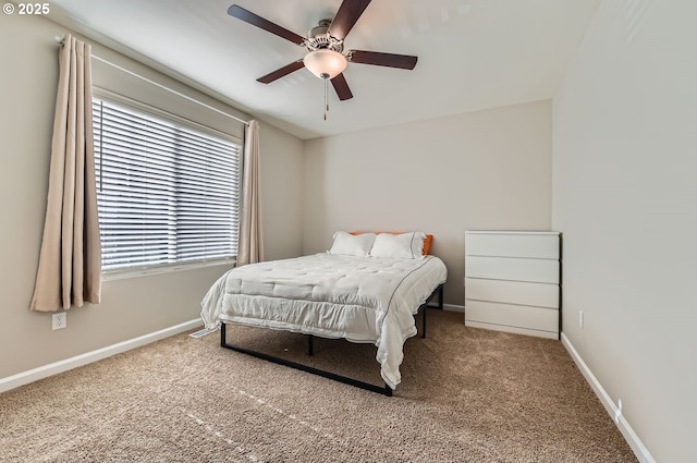 bedroom featuring carpet floors and ceiling fan