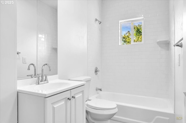full bathroom with shower / tub combination, vanity, and toilet