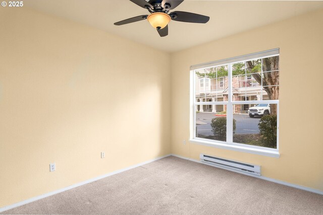 1231 NE Horizon Loop Unit 203, Hillsboro, OR 97124 - unfurnished room featuring a baseboard heating unit, carpet floors, a ceiling fan, and baseboards
