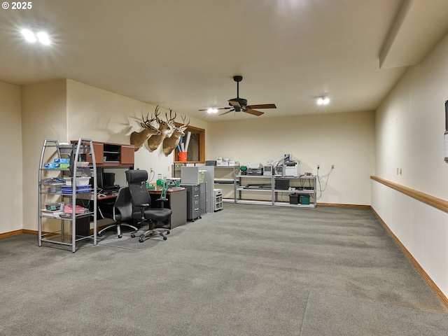 23456 S Schieffer Rd, Colton, OR 97017 - carpeted home office featuring ceiling fan and baseboards