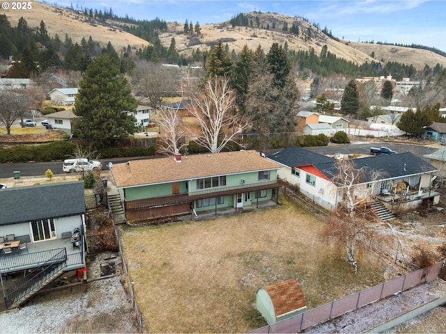 drone / aerial view with a mountain view