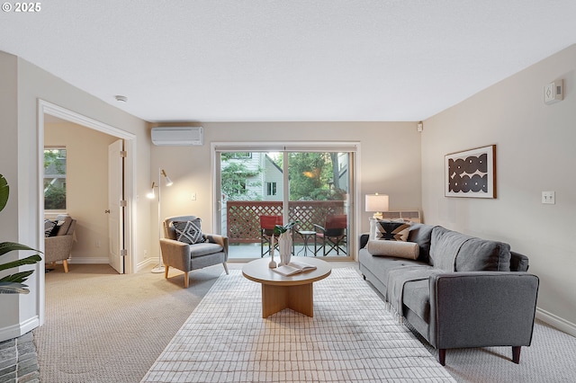 2805 NW Upshur St Unit B, Portland, OR 97210 - living room with a wall mounted air conditioner and carpet floors