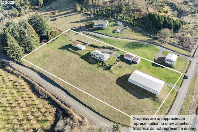 bird's eye view featuring a rural view