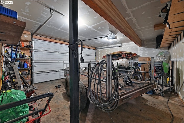 garage with a garage door opener