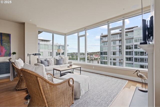living area with wood finished floors