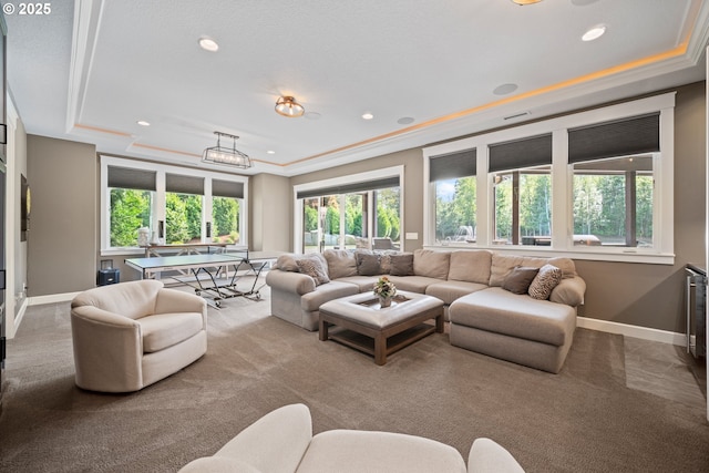 22100 NE 41st Ct, Ridgefield, WA 98642 - game room with a tray ceiling, recessed lighting, and baseboards
