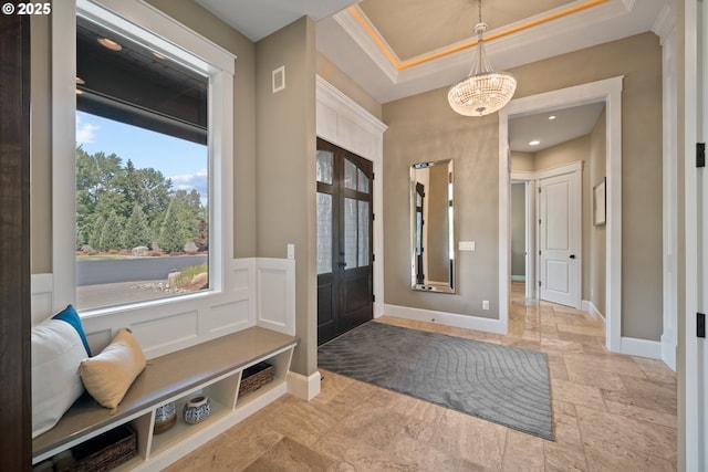 22100 NE 41st Ct, Ridgefield, WA 98642 - living area with a chandelier, light wood-style flooring, beam ceiling, a high ceiling, and recessed lighting