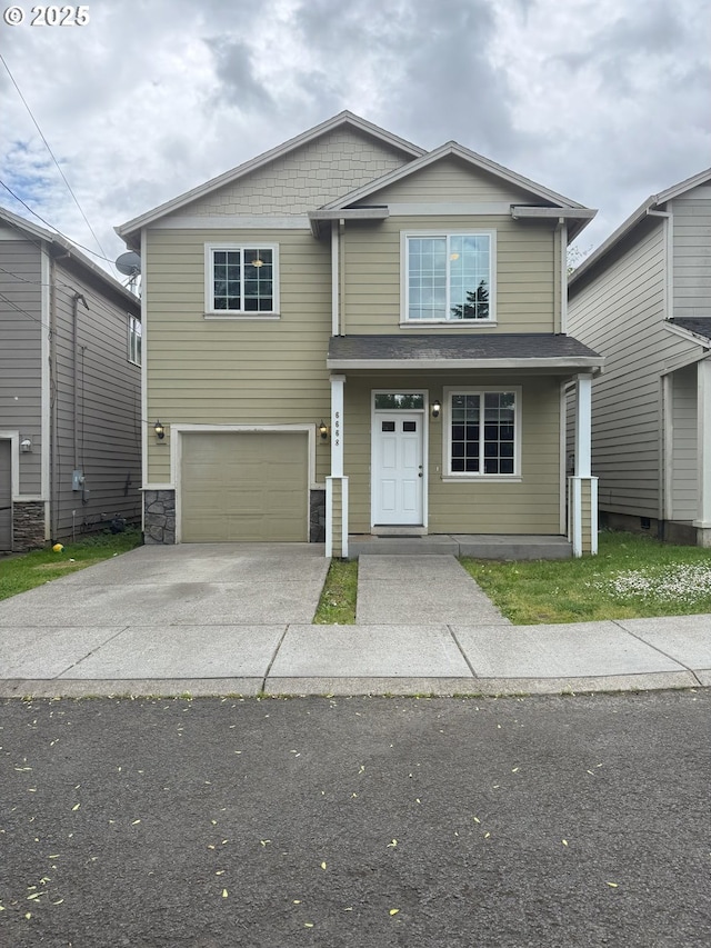 6668 SE 72nd Ave, Portland, OR 97206 - view of front of home with an attached garage and driveway