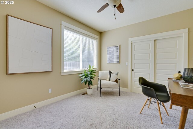 7010 N Kellogg St, Portland, OR 97203 - carpeted home office featuring ceiling fan and baseboards