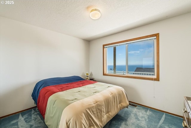 461 Terrace Dr, Rockaway Beach, OR 97136 - bedroom with carpet, baseboards, and a textured ceiling