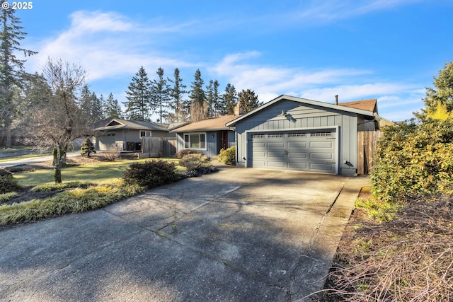 single story home with a garage