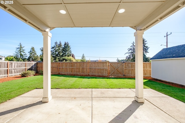 view of patio featuring a fenced backyard