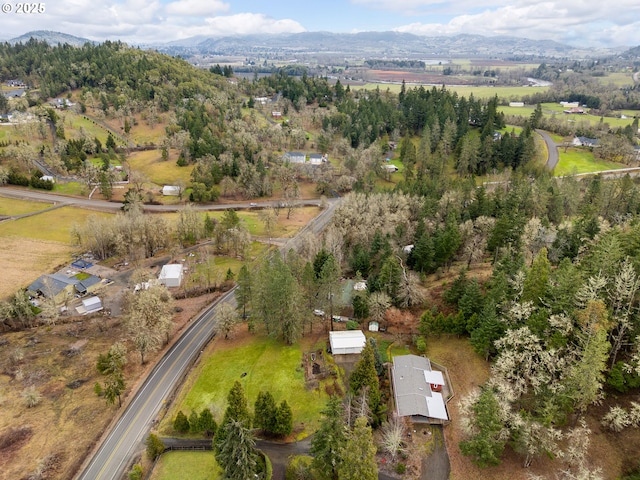 bird's eye view with a mountain view