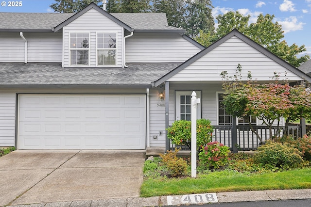 view of front of property with a garage