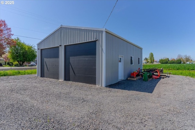 view of detached garage