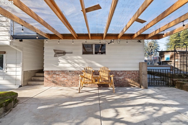 view of patio / terrace featuring a pergola